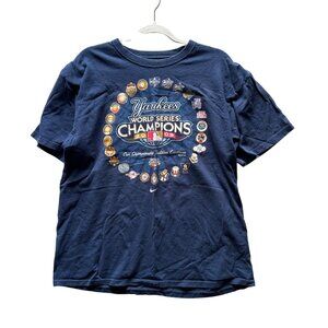 Nike Yankees World Series Champion 2009 Mens Shirt Large Blue Faded Worn In